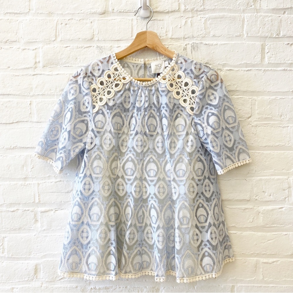 ⭐️ 2 for $25 • Anthropologie || HD in Paris Signa Lace Blouse Top Blue‎ 2